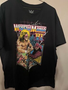WWE WrestleMania VI Shirt Black Ultimate Warrior & Macho Man Pre Owned XL